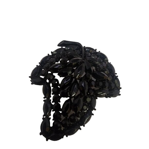 Vintage Signed Weiss Black Rhinestone Brooch (A4625) - Picture 4 of 6